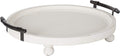 Kate and Laurel Bruillet Farmhouse Round Tray, 15 inch Diameter, Rustic White, Wood Tray for Coffee Table