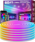 FBZ 60Ft Led Rope Lights, Flexible Neon Lights Control with App/Remote, Multiple Modes, IP65 Outdoor RGB Waterproof, Music Sync Gaming Light Strip for Bedroom Decor
