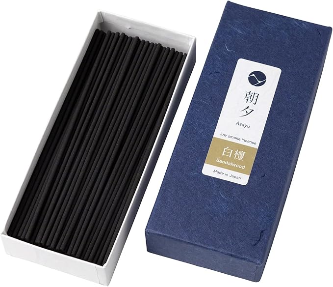 Natural Sandalwood Incense Sticks, Low Smoke, 40g by Asayu Japan