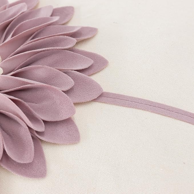 JWH Decorative Flower Throw Pillow Covers 3D Sunflower Pillow Case Velvet Floral Cushion Creamy White Pillowcase for Bed Living Room Couch Chair Decor 18x18 Inches Dusty Pink