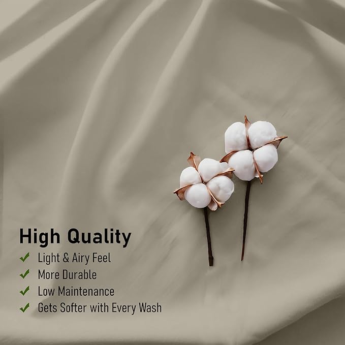 RUVANTI 100% Cotton Full Size Bed Sheets, 4 Pieces, Soft & Breathable Percale Weave Bedding, Deep Pocket 16", Hotel Standard, Crisp Cool Feel, Durable, Perfect Sheet Set Dyed, Taupe