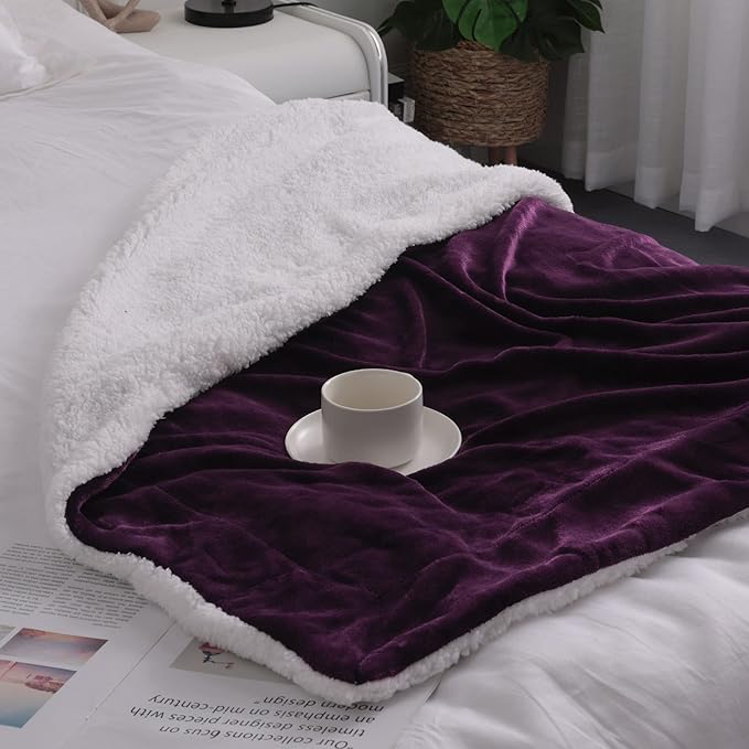 NANPIPER Baby Sherpa Blanket,Warm Toddler Throw Blanket,Soft Newborn Fleece Blanket for Winter (Purple,30x40 inches)
