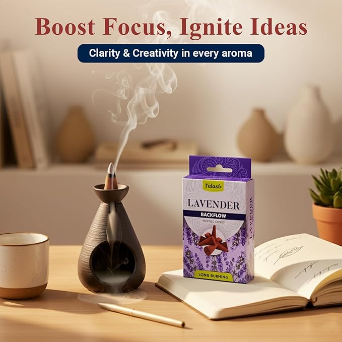Tulasi Backflow Incense Cones with Natural Oils, Scents Set of 12 Fragrances (120 Cones) Calming Home Aromatherapy, Yoga, Meditation, Relaxing, Mixed Scents with Natural Oils, Thanks Giving