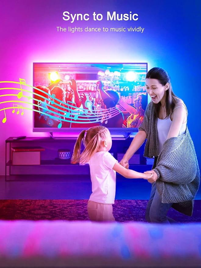 LED Lights for TV, 16.4ft LED Lights for 45-75 Inch TVs, RGB TV Backlight Behind, Music Sync Bluetooth APP & Remote Control Strip Lights USB Powered for Bedroom, Gaming, Home Décor