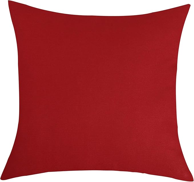 TangDepot Handmade Decorative Solid 100% Cotton Canvas Throw Pillow Covers/Pillow Shams, (26"x26", Deep Red)