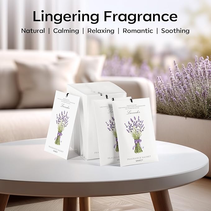 MYARO 12 Packs Lavender Scented Sachets Air Freshener for Drawer and Closet, Long-Lasting Sachets Bags Drawer deodorizers Fresh Scents, Home Fragrance for Lover