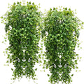 RECUTMS Artificial Hanging Plants 4pcs 33Inch Fake Wall Plant Faux Eucalyptus Leaves Ivy Swag UV Resistant Plastic Greenery Indoor Outdoor Home Garden Wedding Jungle Party Patio Office Shelf Decor