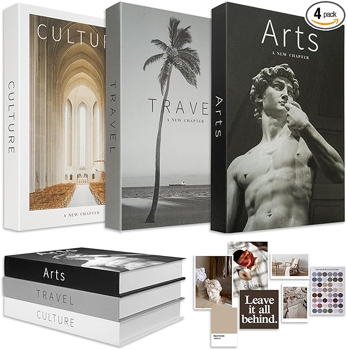 Decorative Books Set, Storage Box for Entry Table, Decorative Stacked Books Decor, Shelf Decor Accents Decorative Books, Decor Books for Home Decor, Faux Books for Decoration Home, Office