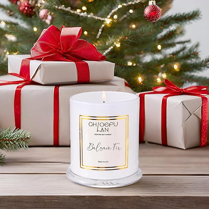 Chloefu LAN Balsam Fir Scented Candle, Holiday Candles for Home Scented with Notes of Cedarwood, Oak, Moss & Fir, Christmas Decor, Christmas Gifts for Women & Men, Winter Candles, 70 Hours 10 oz
