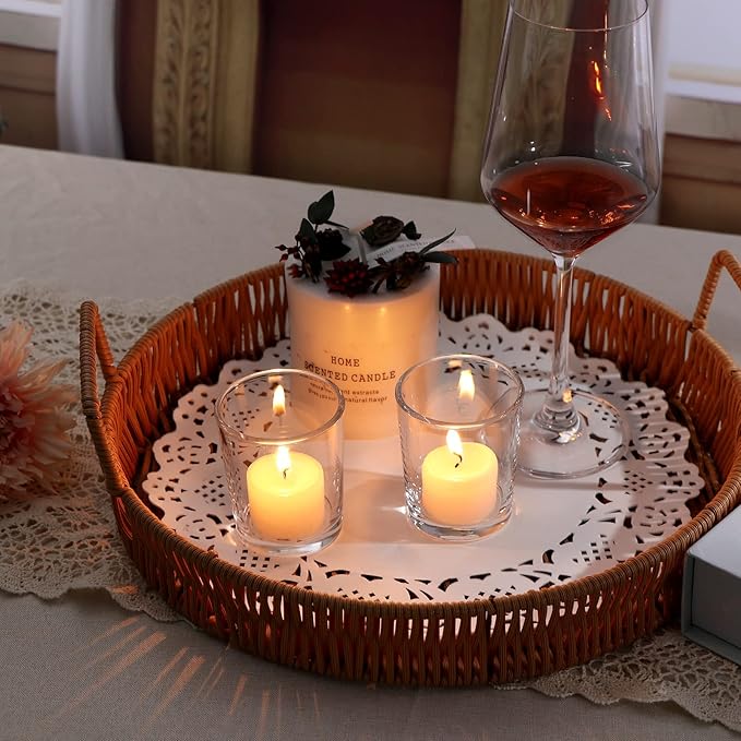 DARJEN Votive Candle Holders Set of 12 - Glass Votives Holder - Clear Floating Tealight Candle Holder Bulk for Table Centerpieces & Wedding Decor