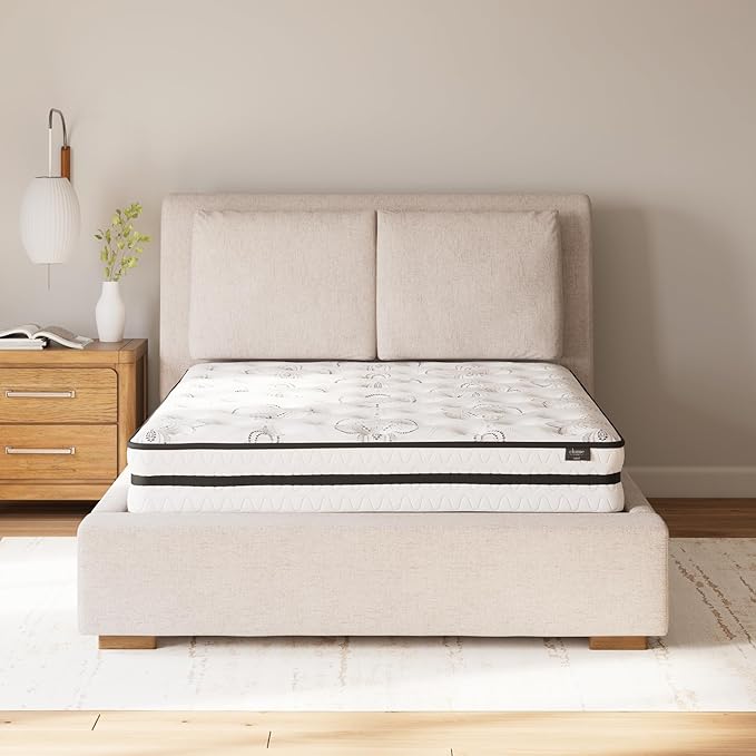Signature Design by Ashley Full Size Chime 10 Inch Medium Firm Hybrid Mattress with Cooling Gel Memory Foam for Pressure Relief, Fiberglass Free, Mattress In A Box