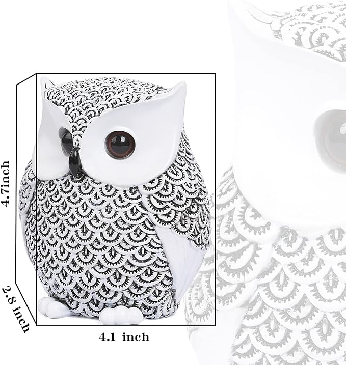 Artpaul Owl Decor Home Décor Accents Small Decor Items for Shelf Owl Figurines Home Decor Owl Decorations for Home, Office, Gifts for Owl Lover (White)