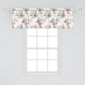 Lunarable Cardinal Bird Window Valance Pack of 2, Creative Vintage Pattern with Leaves Plants Pine Cones, Rod Pocket Curtain Valances for Kitchen Bedroom, 54" X 18", Vermilion Black