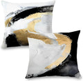 Abstract Black White and Gold Pillow Covers 16x16 Set of 2 - Modern Pillow Covers, Modern Home Decor, Black and Gold Decorative Pillows Cover for Couch Living Room Bedroom