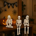 3 Pieces Halloween Skeleton Statue Realistic Halloween Skull Figurine Home Decor Funny Sitting Skeleton Collectible Figurines Decoration for Indoor Living Room Office Table Shelf Bookshelf