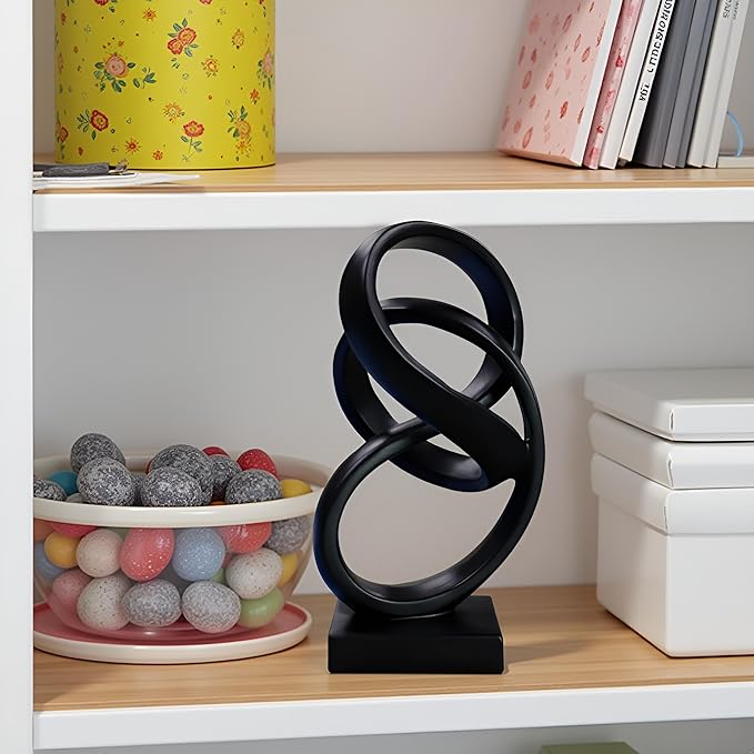 15" Modern Abstract Ribbon Decorative Sculpture, Knot Sculptures,Home Decor,Coffee Table Statues,Dining Living Room Desk Decor
