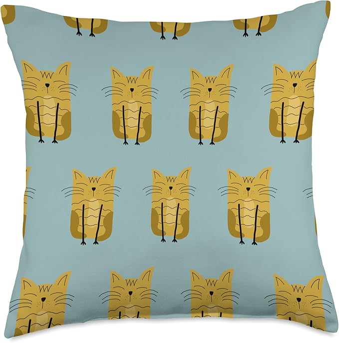 Cute Scandinavian Animals Designs Scandinavian Cat Boho Pattern Throw Pillow, 18x18, Multicolor