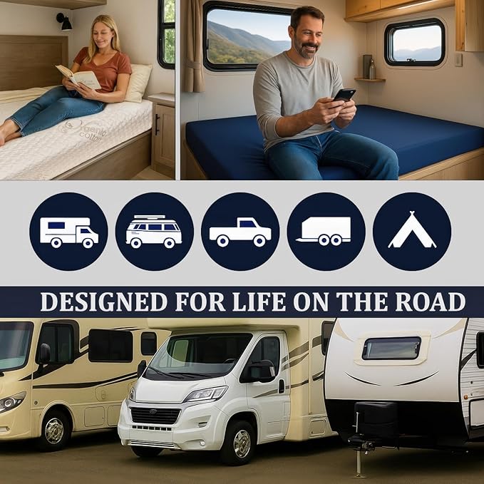 Foamma 12” x 39” x 75” Camper/RV Travel High-Density Foam Bunk Mattress Replacement, Made in USA, Comfortable, Travel Trailer, CertiPUR-US Certified, Cover Not Included