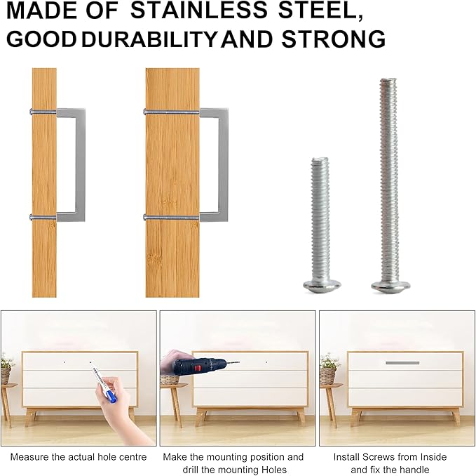 Cabinet Pulls Brushed Nickel Cabinet Handles Square Drawer Pulls, 10 Pack 11-1/3 Inch Stainless Steel Kitchen Door Cupboard Cabinet Handles, Cabinet Hardware Handles, 288mm Hole Centers