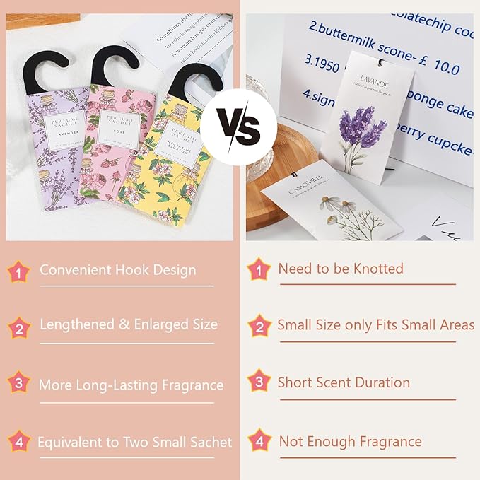ROSE COTTAGE Large 12 Packs Apricot Blossom Hanging Closet Air Freshener Scented Sachets Long Lasting Smell Goods