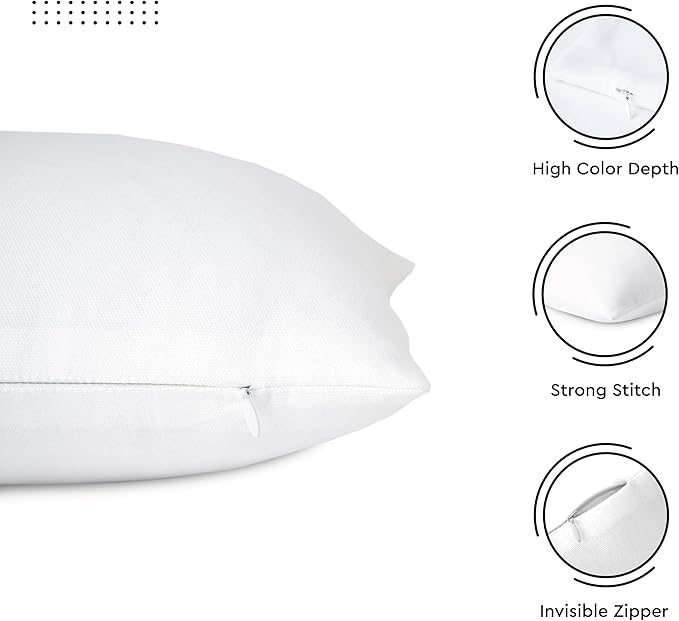 Encasa XO Throw Pillow Covers 20x20 in Set of 2 White | No Inserts | Cotton Pillow Covers for Living Room, Bed, Sofa, Couch | Decorative Cushion Covers with Improved Zippers