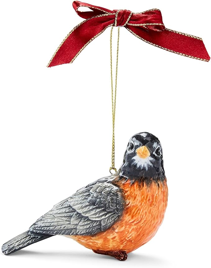 Spode Christmas Tree Robin Bird Ornament - Festive Holiday Decoration, Novelty Bauble Seasonal Essential - Ideal Holiday Keepsake for Christmas - Ornament for Home Decoration