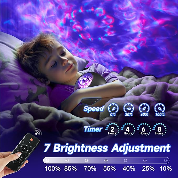 COOLNIGHT Galaxy Light Projector, 210 Light Effects Ceiling Projector with 15 White Noise, HiFi Bluetooth Galaxy Projector for Bedroom, Remote & Timer –Galaxy Projector Lights for Bedroom Adults