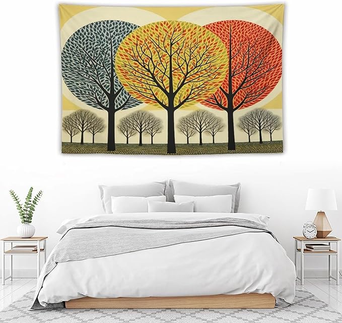 Shabby Chic Trees Wall Tapestries Autumn Nature Forest Wall Hanging Wall Tapestry Aesthetic Landscape Tapestry Wall Hanging for Dorm Living Room 40"x60" Tapestries Winter Snowflake Decorative