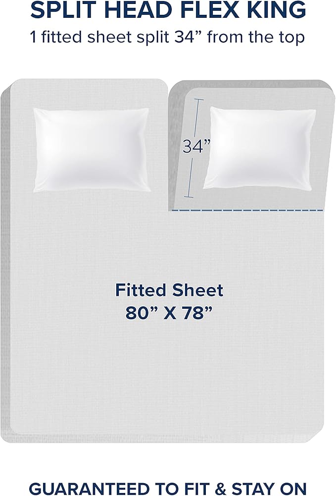 Bare Home Bed-in-A-Bag 7 Piece Comforter & Sheet Set - Split Head King - Down Alternative - Ultra-Soft 1800 Premium Bedding Set (Split Head Flex King, Grey/Grey)