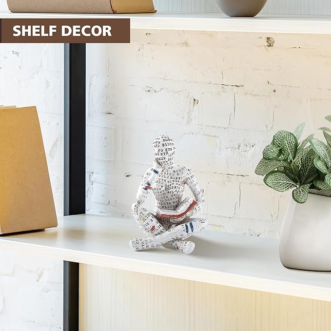 GRAPMKTG Home Decor Pulp Reading Women Thinker Statue Aesthetic Sculpture Room Decor Modern Abstract Decoration on Shelf Table Desk for Living Room Office Bedroom F