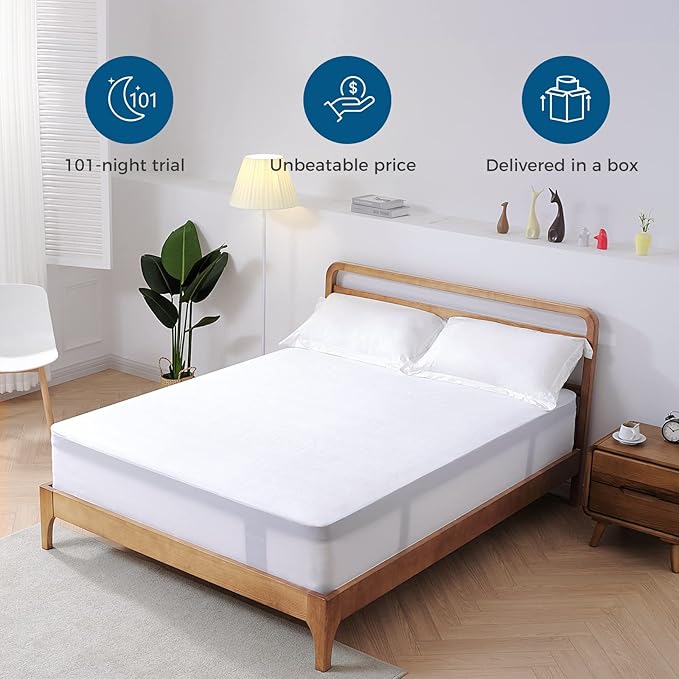 Inofia Queen Mattress 12 inch - Hybrid Queen Size Mattresses Cool Bed with Waterproof Mattress Protector Included, Medium Firm Feel, Motion Isolation, 101 Nights Trial