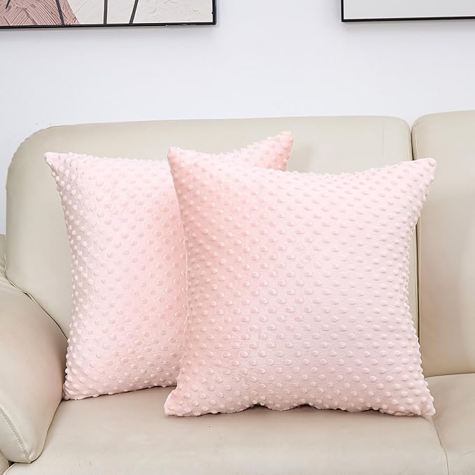 2 Packs Throw Pillow Covers, Neutral Decorative Couch Pillow Cover for Living Room Bed Sofa Rustic Farmhouse Boho Home Decor, Soft Plush Cushion Case Slipcover (Light Pink, 20"x 20")