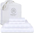 Threadmill Cotton Full Size Sheet Set | 100% Cotton Sheets for Full Size Bed | Damask Jacquard Full Bed Sheets Set with 16” Deep Pocket | Soft Sateen Weave 4-Piece Cooling Bedding Set | White