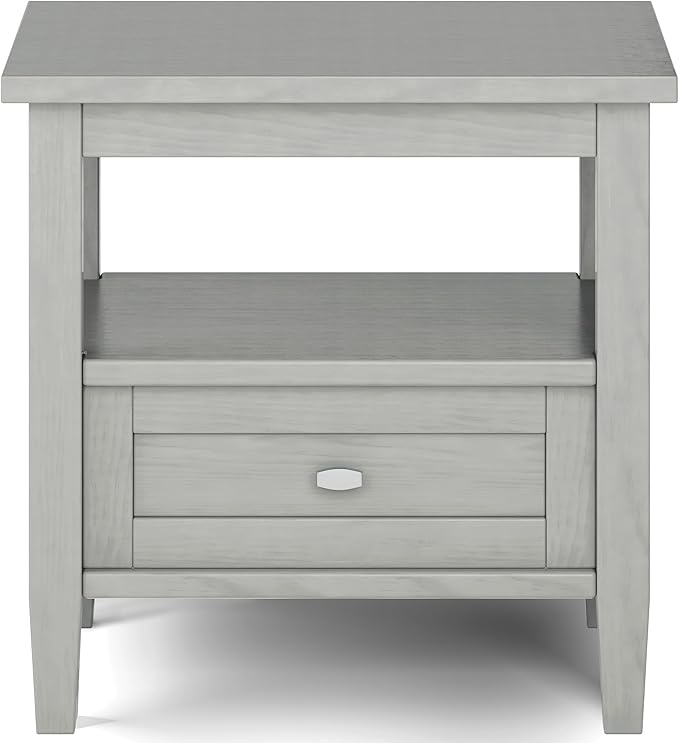 SIMPLIHOME Warm Shaker SOLID WOOD 20 Inch Wide Rectangle Transitional End Side Table in Fog Grey, For the Living Room and Bedroom