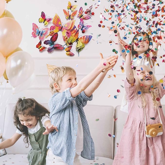 Butterfly Wall Decor 24/48 PCS, 3D Butterflies Stickers for Party Decorations with Magnets(Multiple Colour, 48)