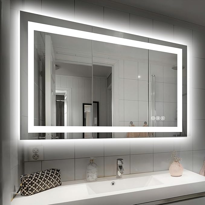 40X32 LED Bathroom Mirror with Lights, Anti-Fog, Dimmable, Backlit + Front Lit, Smart Bathroom Vanity Mirror, Memory Function, Shatterproof, Tempered Glass (Horizontal/Vertical)