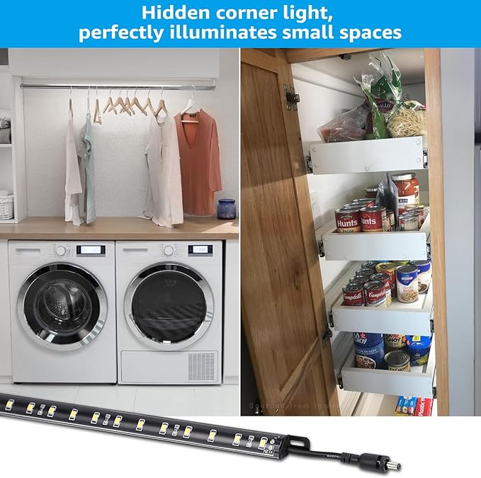 TORCHSTAR LED Safe Lighting Kit, (6) 12 Inch Linkable Light Bars + Motion Sensor + UL Power Adapter, 900LM, Input 100-240V, for Under Cabinet Gun Safe Locker Closet Showcase, 5000K Daylight