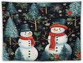 MaSiledy Tapestry Snowman Couple Vintage Aesthetic Tapestry Wall Hanging Winter Snowman Tapestries Wall Art for Home Decor Landscape 60"x80" Holiday Scene Banner for Winter Christmas Party