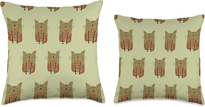 Cute Scandinavian Animals Designs Scandinavian Cat Boho Pattern Throw Pillow, 16x16, Multicolor