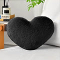Heart Pillow Black Throw Pillows Decorative Pillows for Bed Couch Cute Faux Rabbit Fur Small Pillow for Women Valentine's Day Anniversary Fall Halloween Christmas Home Decor (Medium, 20"x15")