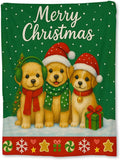 Christmas Puppy Blanket, Soft Lightweight Flannel Cute Dogs in Santa Hats & Scarves Throw Blanket for Couch, Bed, Travel & Decor Gifts, Cozy Warm Fuzzy Holiday Blankets for Adults Women Kids 50×40 in