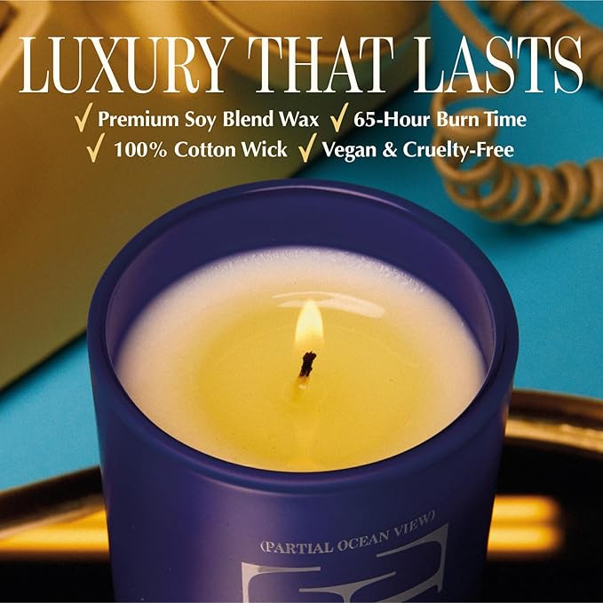 Vacation Partial Ocean View Suite Candle, Luxury Candle with Fresh Linen, Ocean Breeze & Cotton Scent, Relaxing Scent for Home Decor, Premium Gift for Home Decor & Ocean Lovers