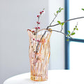 Glass Vase for Flowers, Gold Amber Clear Glass Vases for Centerpieces, Crystal Vase for Home Table Flower Decor 9.1 inches Tall