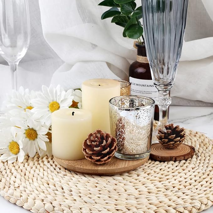 Silver Mercury Glass Tea Light Holders Set of 36 - Elegant Votive Candle Holders for Weddings, Showers and Home Decor - Perfect for Table Centerpieces and Parties (Glass, Silver)