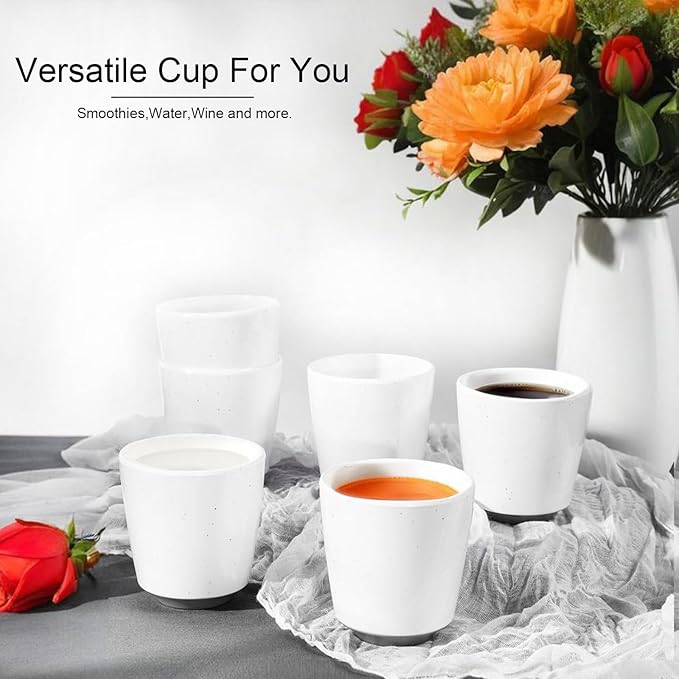 Webbylee 6-piece Melamine Cup - 12 ounce Unbreakable Reusable Drinkware for Party Wedding Camping, Dishwasher Safe & Lightweight (White/Grey)
