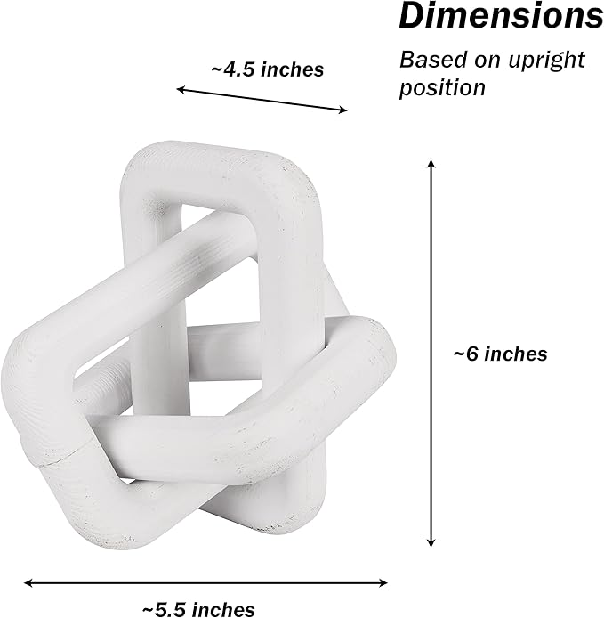 Venture Decor Wood Knot Home Decorations - Handmade Wood Chain Link Decor for Living Room, Farmhouse, Entry, Shelf, Coffee Table