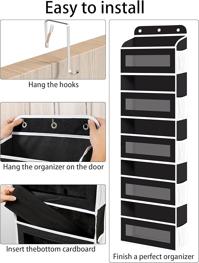 Over The Door Organizer, 5 Shelves Closet Door Hanging Organizer with 10 Mesh Pockets, Nursery Closet Organizer, Baby Essentials, Dorm Room Essentials for Girls