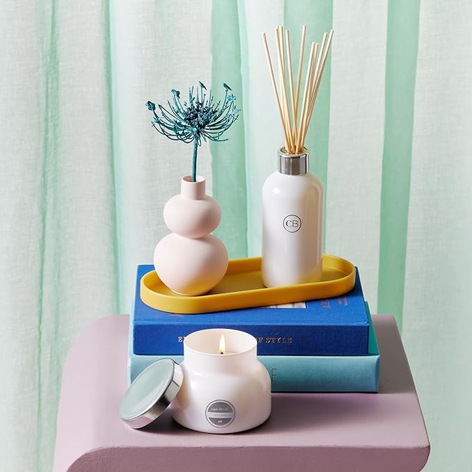 Capri Blue Volcano Reed Diffuser Set - Includes Reed Diffuser Sticks, Fragrance Oil, and Glass Bottle - Luxury Scented Room Freshener - White (8 fl oz)