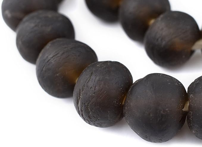 Jumbo Recycled Glass Beads, 21–25mm – African Sea Glass for Wall Hangings, Coffee Table Decor, Shelf Styling, and Home Accents – (Dark Brown) – The Bead Chest