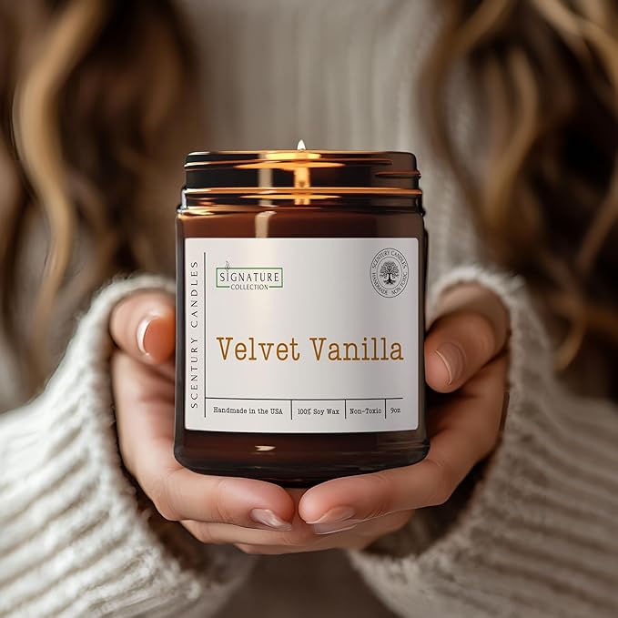 Velvet Vanilla Scented Candle, Many Scents to Choose from, All Natural Non-Toxic Soy Wax, Handmade in The USA (Velvet Vanilla)